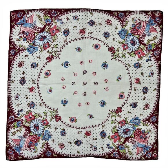 Linen Calico Bridesmaid Wedding Handkerchief Vintage Cottagecore Floral Dainty - Picture 5 of 5